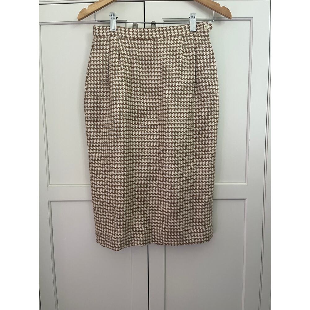 Austin Reed vintage pencil skirt brown beige houndstooth Sz. 4